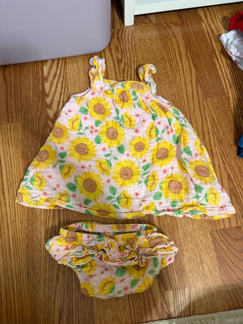Angel Dear pink Sunflower Dress with Matching Bloomers
